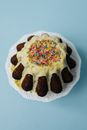 White and Red Cake With Strawberry on Top