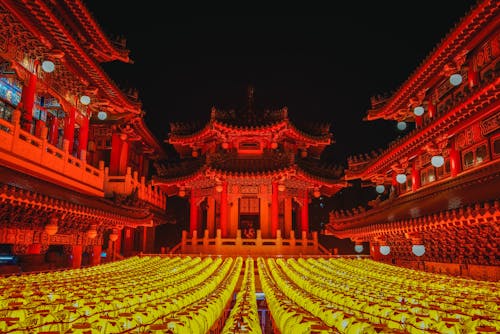 Free Red and White Temple during Night Time Stock Photo