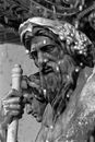 Grayscale Photo of Man With Face Paint