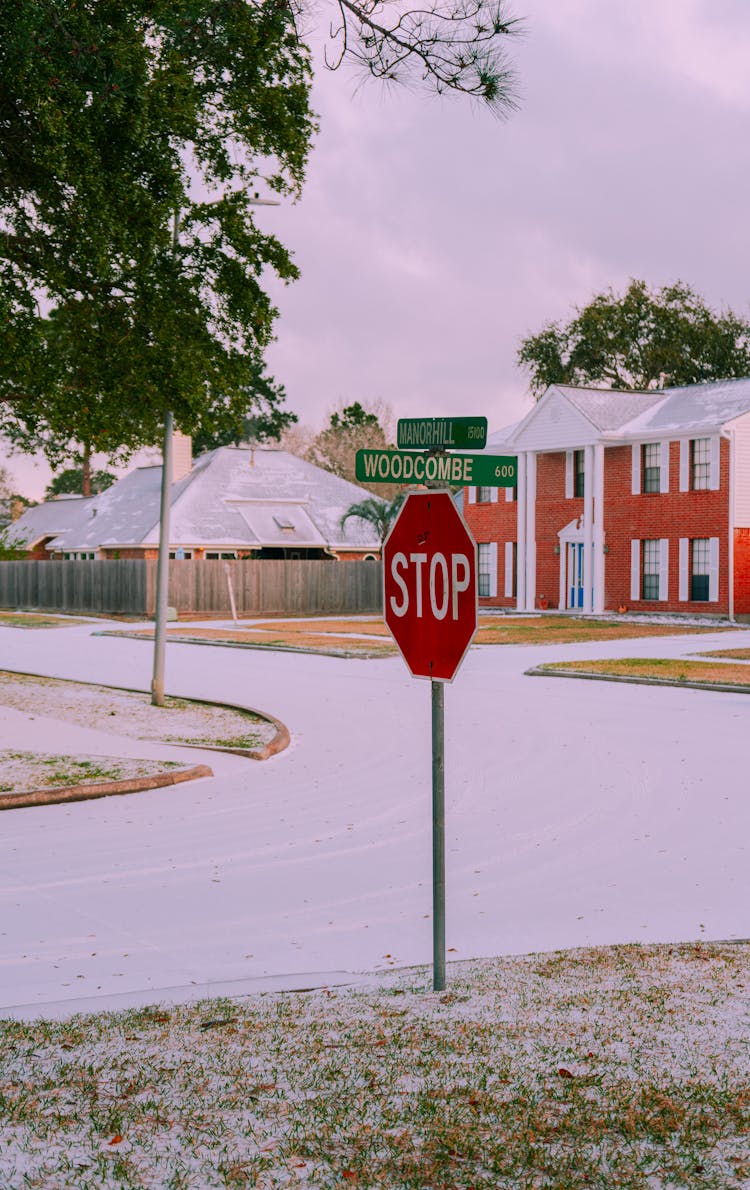 Suburban Streets Covered With Snow