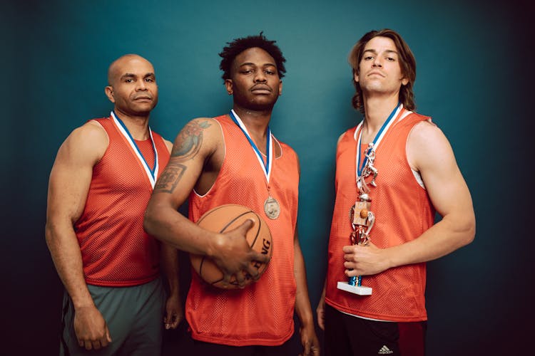 Basketball Champions Posing Together