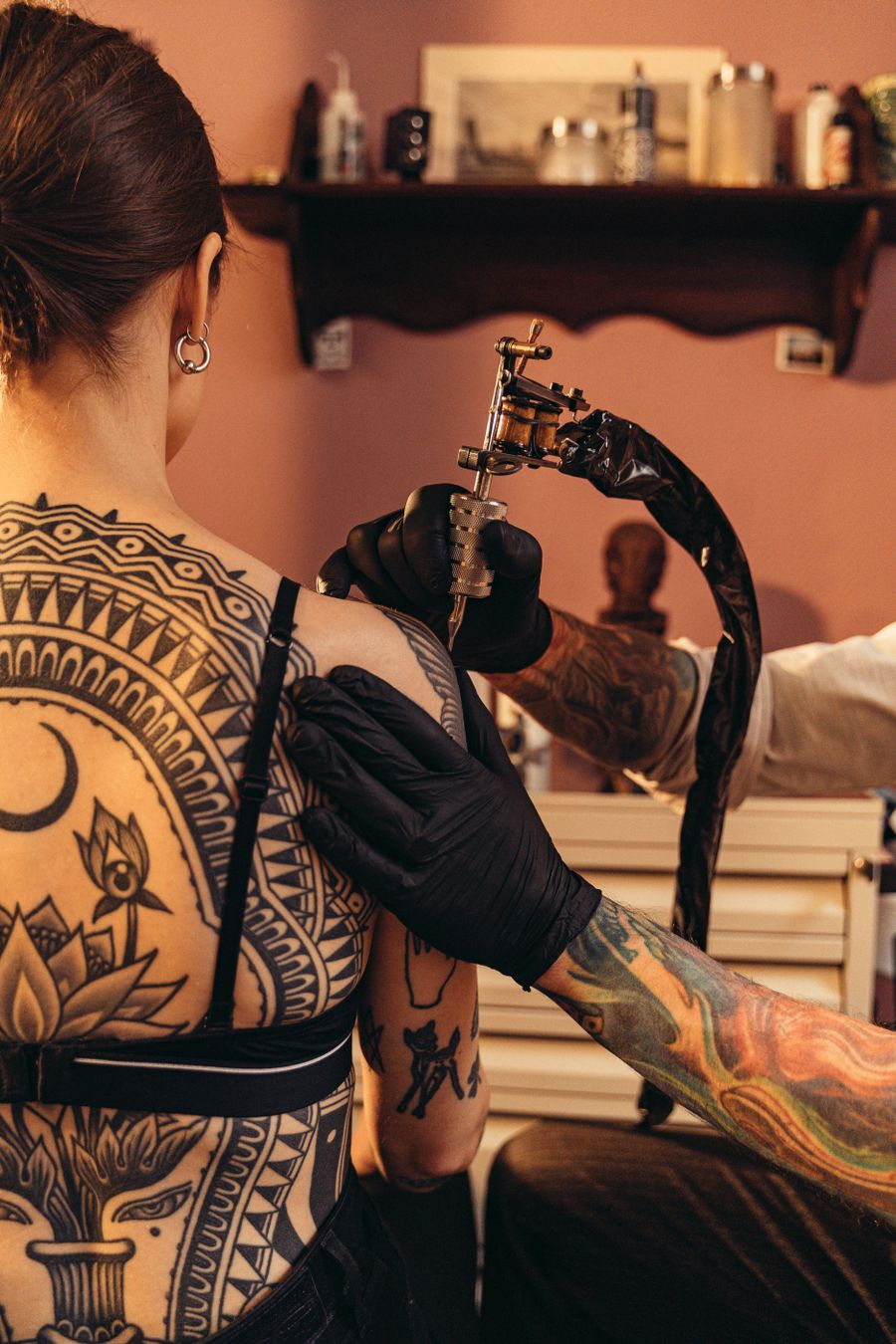 Large traditional back piece in progress