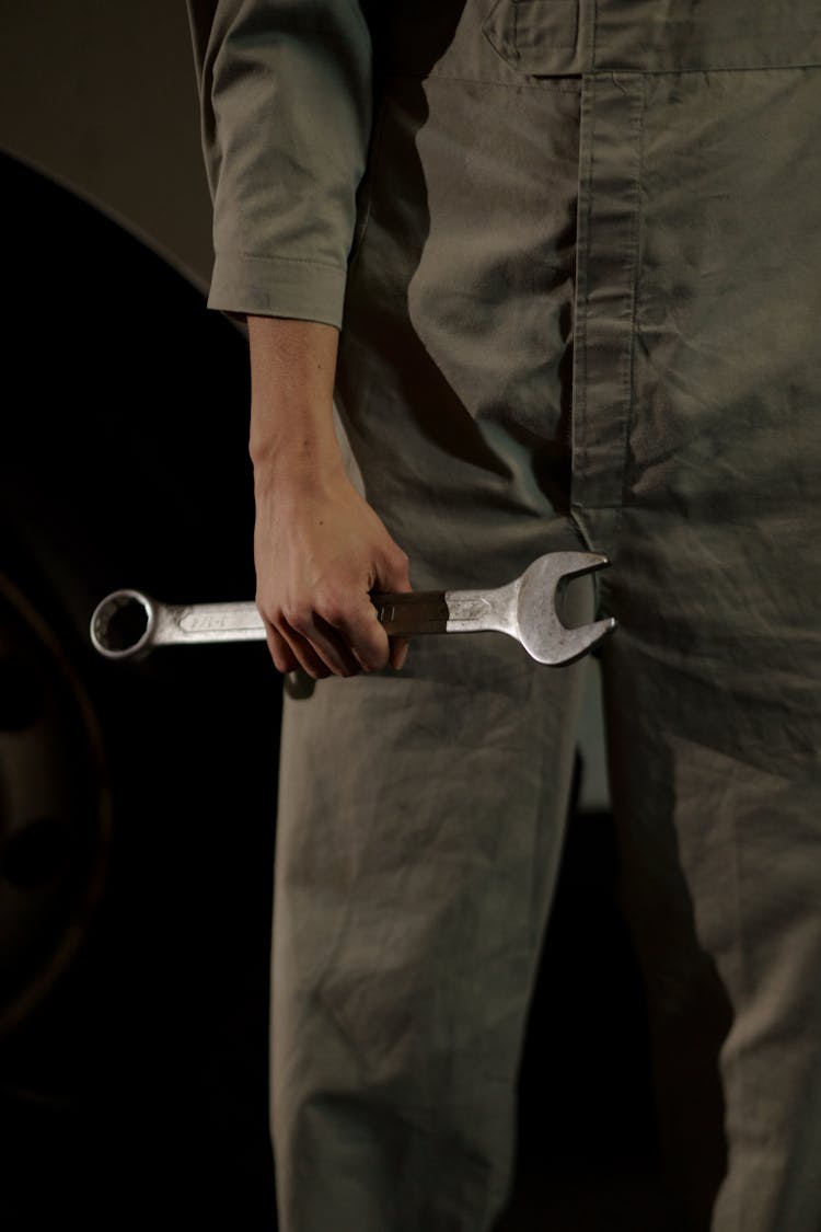 A Person Holding A Wrench