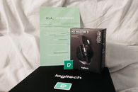 Black box with contemporary convenient computer game mouse composed with certificate with name