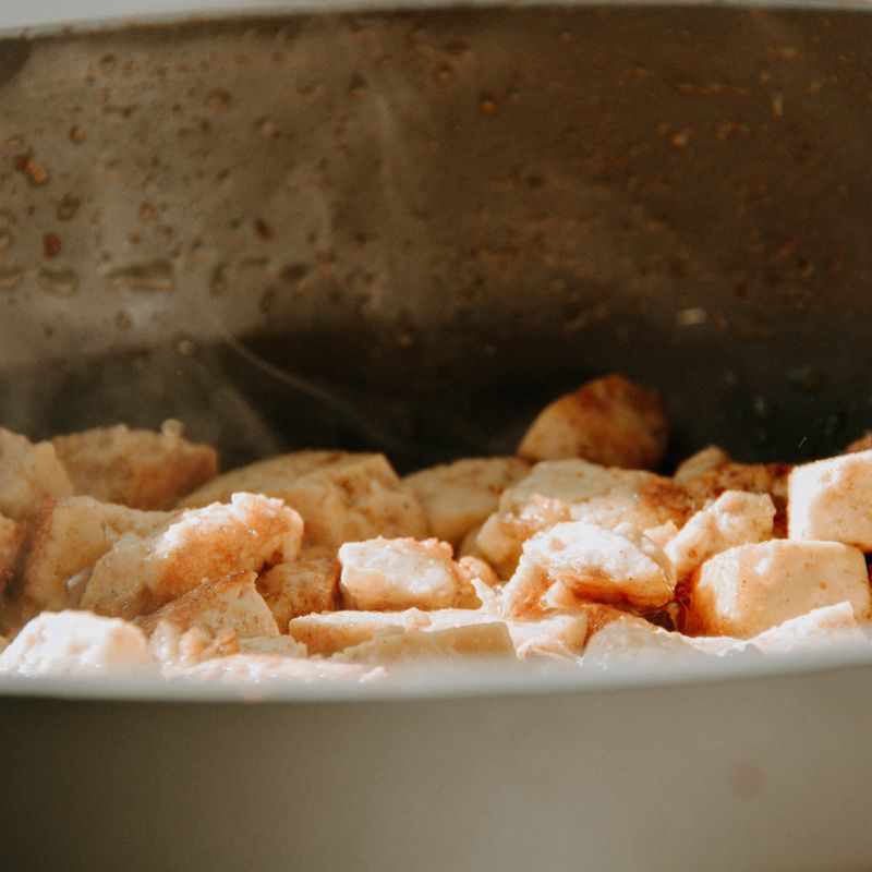 Air Fryer Crispy Tofu Cubes with Ginger Scallion Forbidden Rice