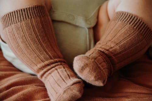 Baby Wearing Brown Socks 
