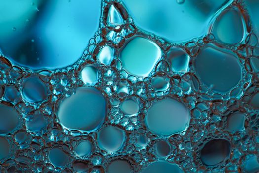 Clusters of Blue Bubbles in Close-up Shot