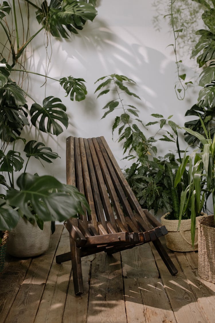 A Customized Wooden Chair In The Garden