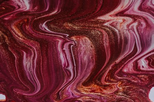 Abstract artwork featuring a swirling liquid texture in vibrant colors with shimmering effects.