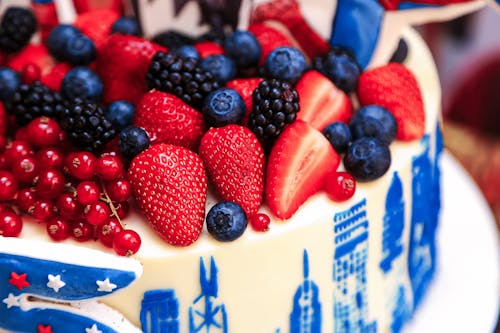 Close-Up Shot of a Cake with Berries