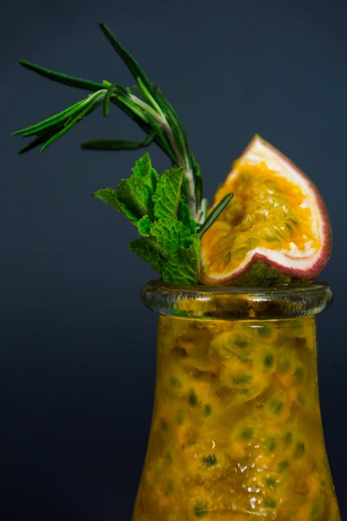 Passion Fruit in Clear Glass Bottle