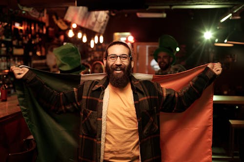 Bearded Man Holding a Flag