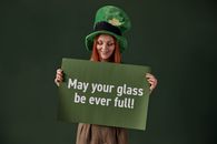 Woman Holding a Placard for Saint Patrick's Day