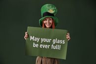 Woman Holding a Placard for Saint Patrick's Day