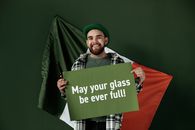Man Holding a Placard for Saint Patrick's Day