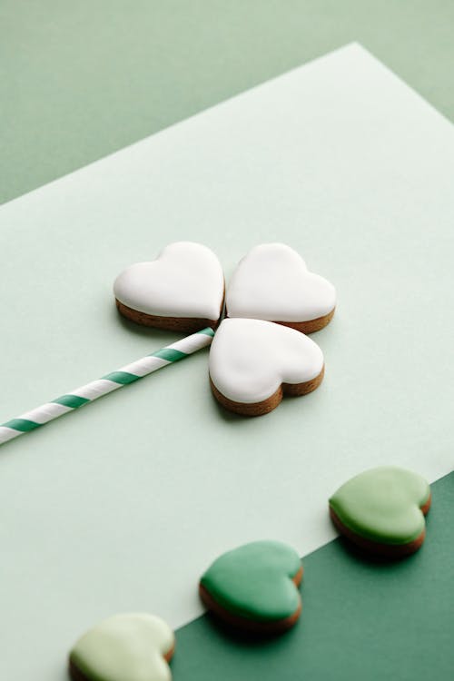 Brown Heart Shaped Cookies with White Icing