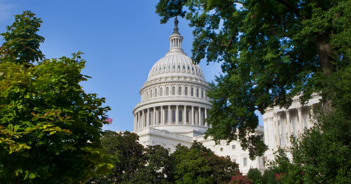 The US Capitol dome seen through tree branches, representing FTC Says Colorado's AI Bias Law May Be Preempted. Comment by July 31