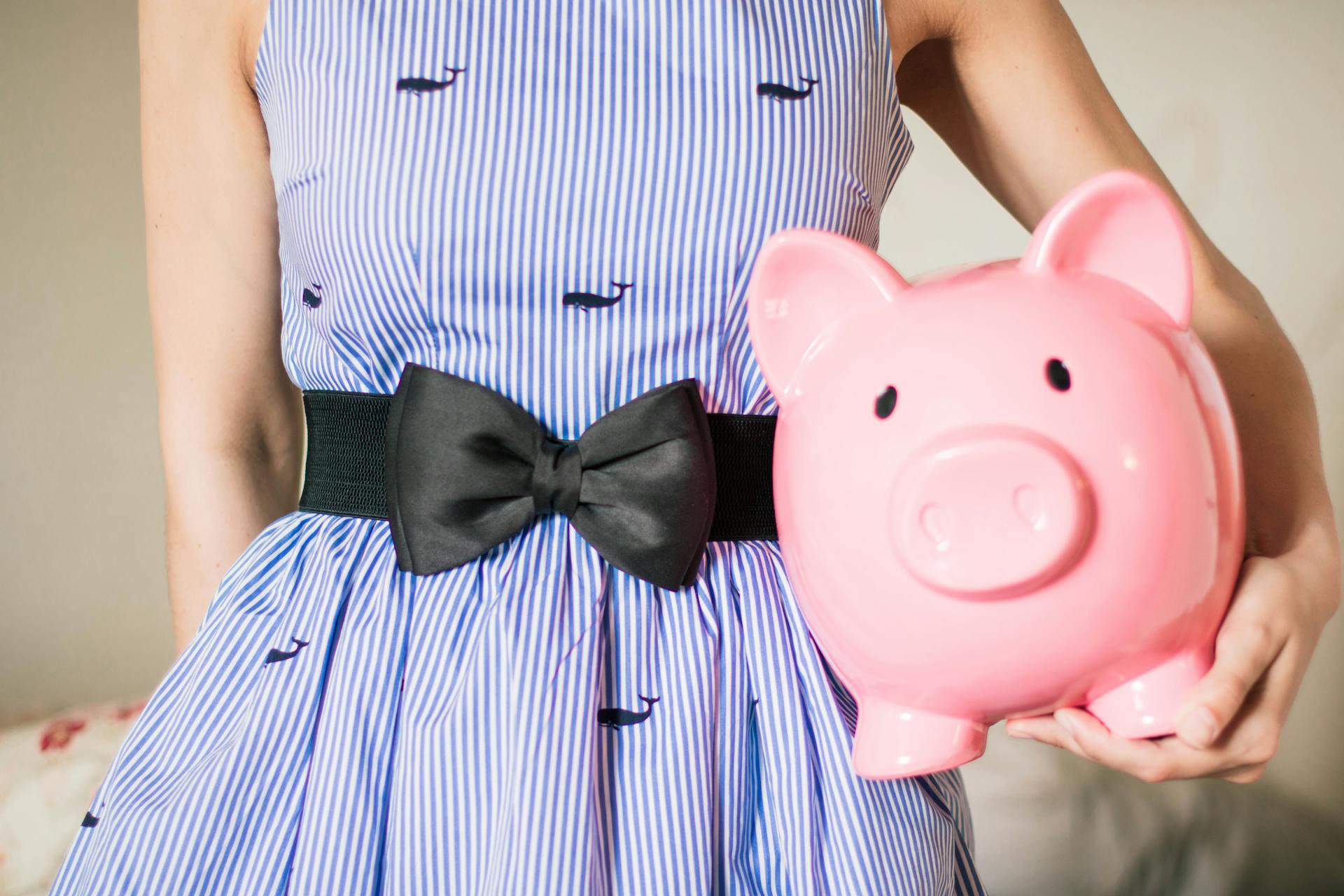 Person Holding a Piggy Bank