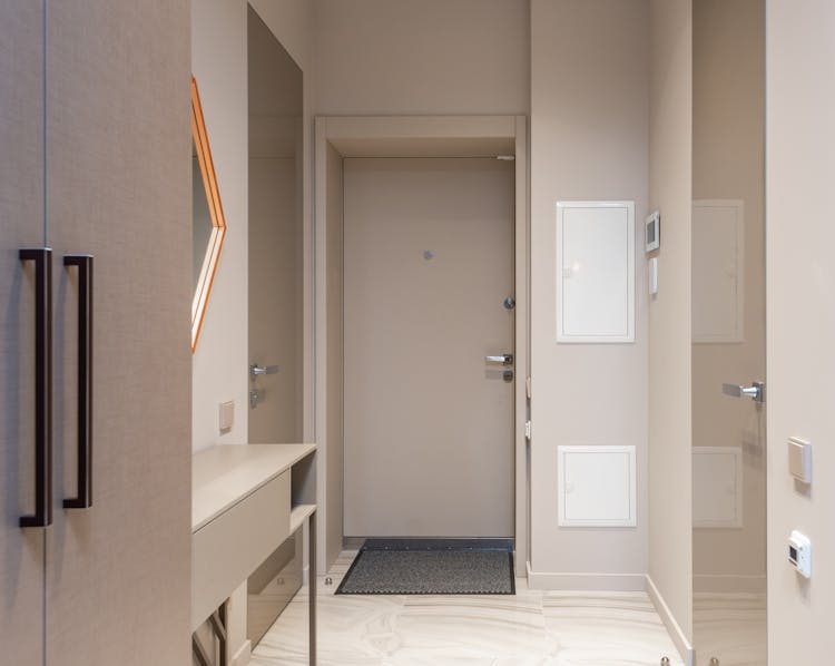 Modern Hallway Interior With Doors And Closet At Home