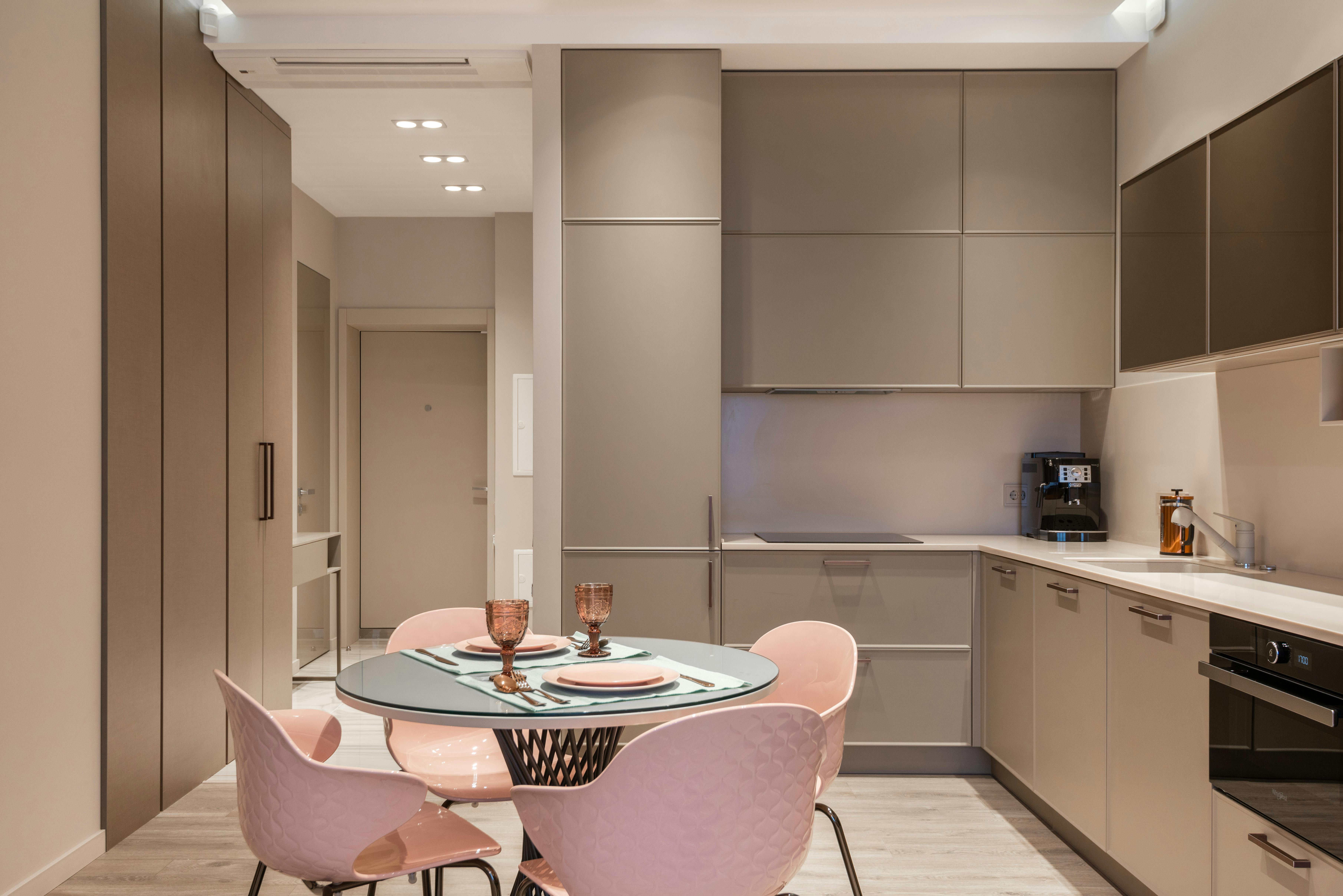 contemporary kitchen interior with dining zone