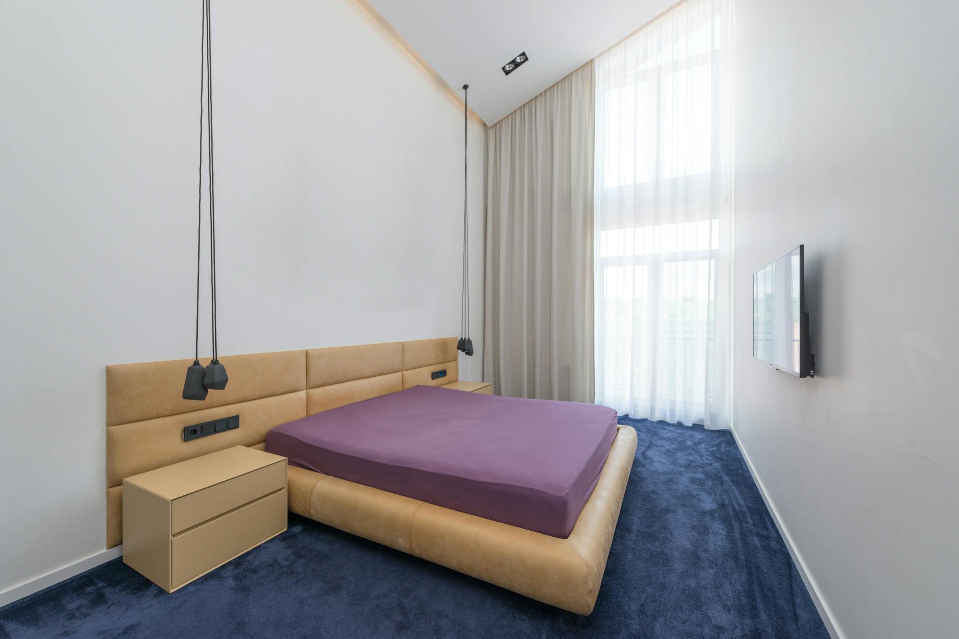 Furnished bedroom carpentry interior