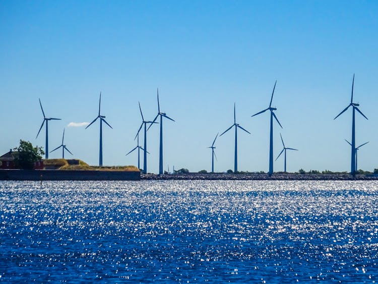 Wind Farm On Sea Shore