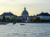 Scenic view of Frederik's Church from the water in Copenhagen, Denmark.