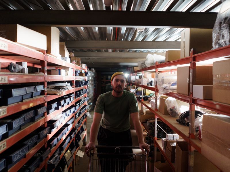 warehouse parcels on conveyor belt