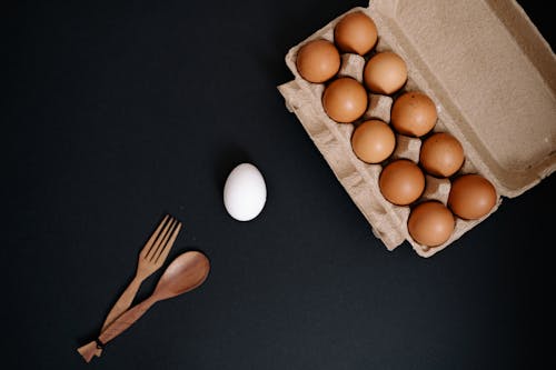 계란, 계란 트레이, 머리 위로의 무료 스톡 사진