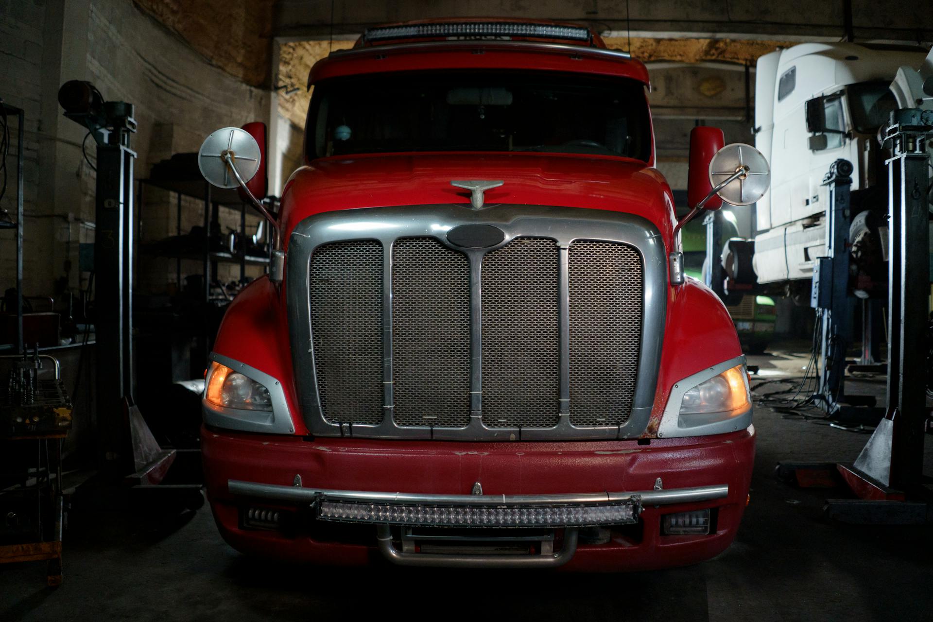 Front View of a Red Truck