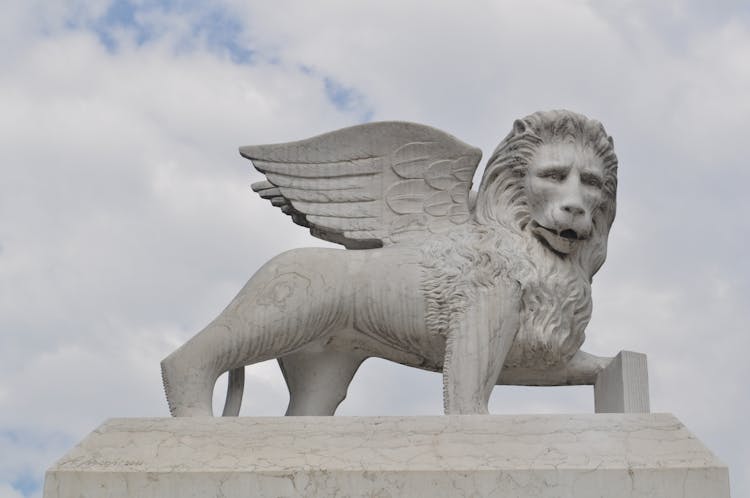 White Lion Statue With Wings