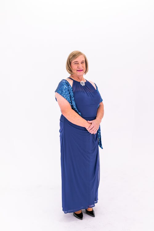 Elderly Woman In Blue Dress