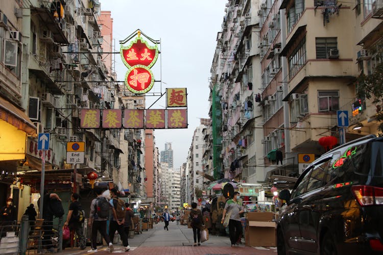 Photograph Of A Busy Street In Hong Kong