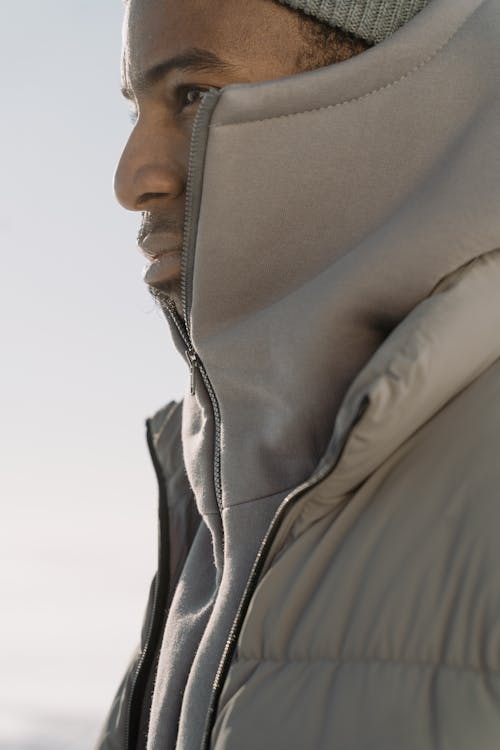 Close-up Shot of a Man Wearing Hoodie Jacket