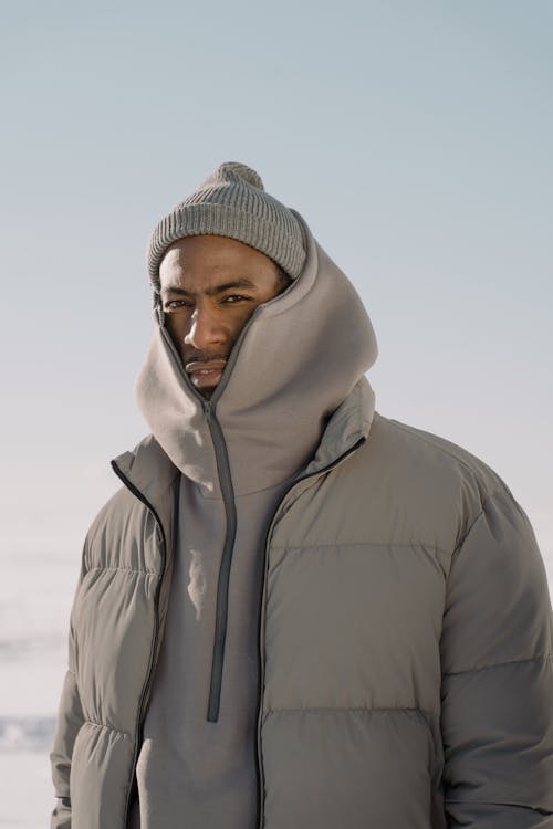 Man in Gray Knit Cap and Puffer Jacket · Free Stock Photo