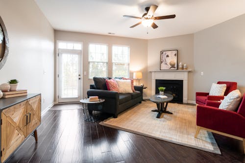 Black and Red Sofa on a Living Room 