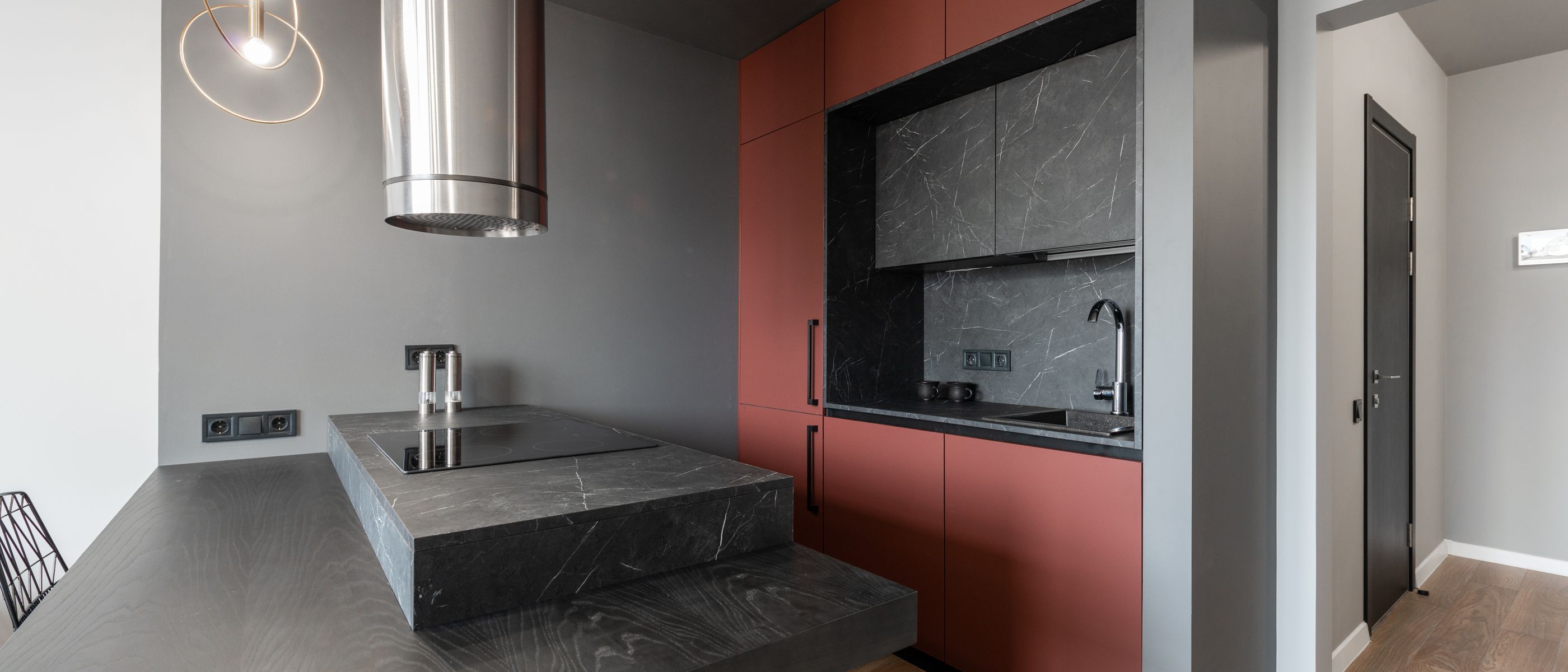 Kitchen Spraying in Bounds Green — surfaces prepped and cut in by hand