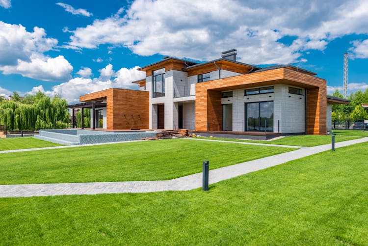 Courtyard Of Modern Residential House In Summer