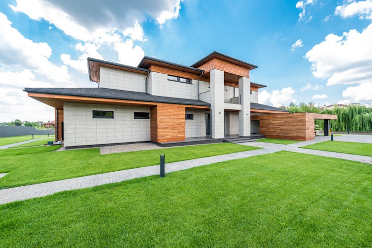 Courtyard Of Modern Residential House In Summer