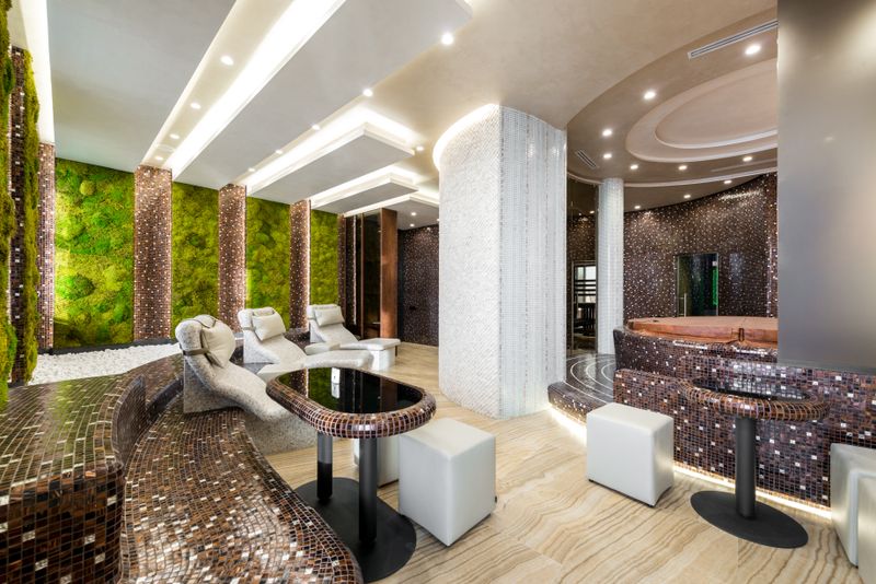 Heated loungers at the spa