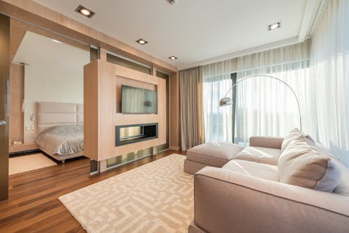 Free Spacious living room with sofa Stock Photo