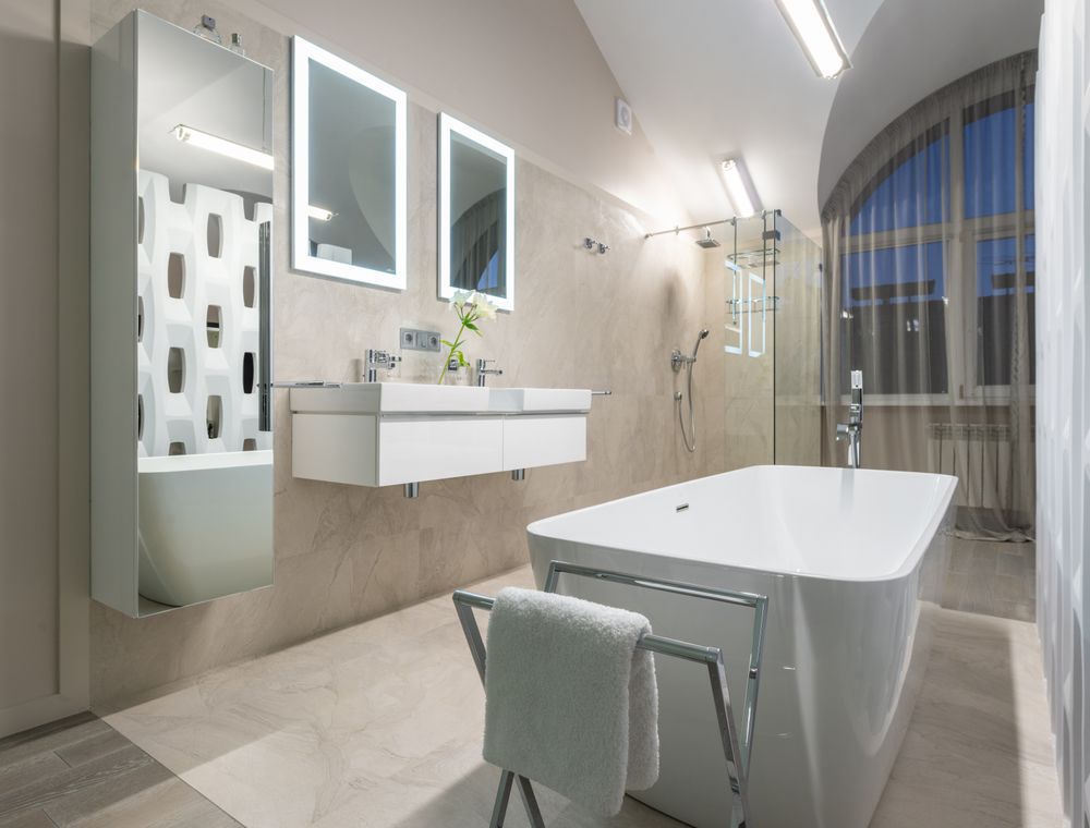 Bathtub installation in a Palm Springs bathroom remodel