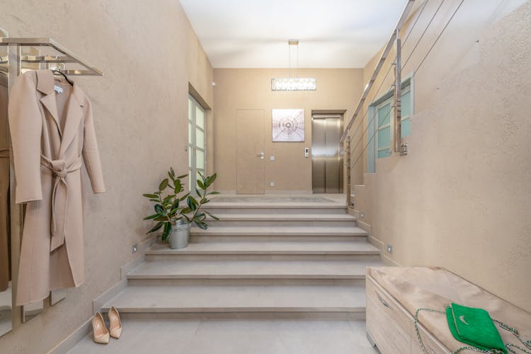 Lobby Of Contemporary Apartment In Beige Color