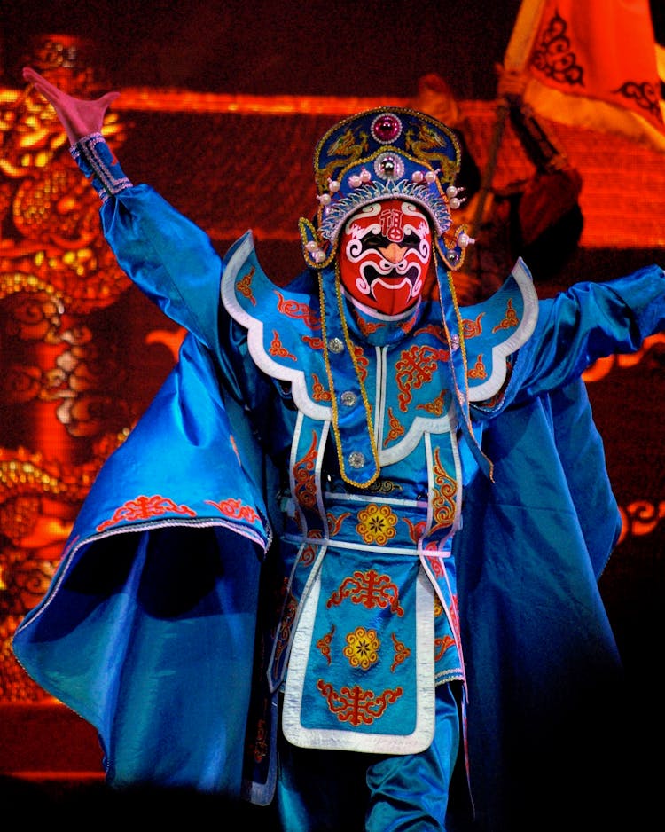 Man In A Traditional Chinese Costume Celebrating New Year 