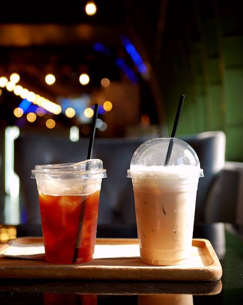 Photograph of Plastic Cups with Drinks