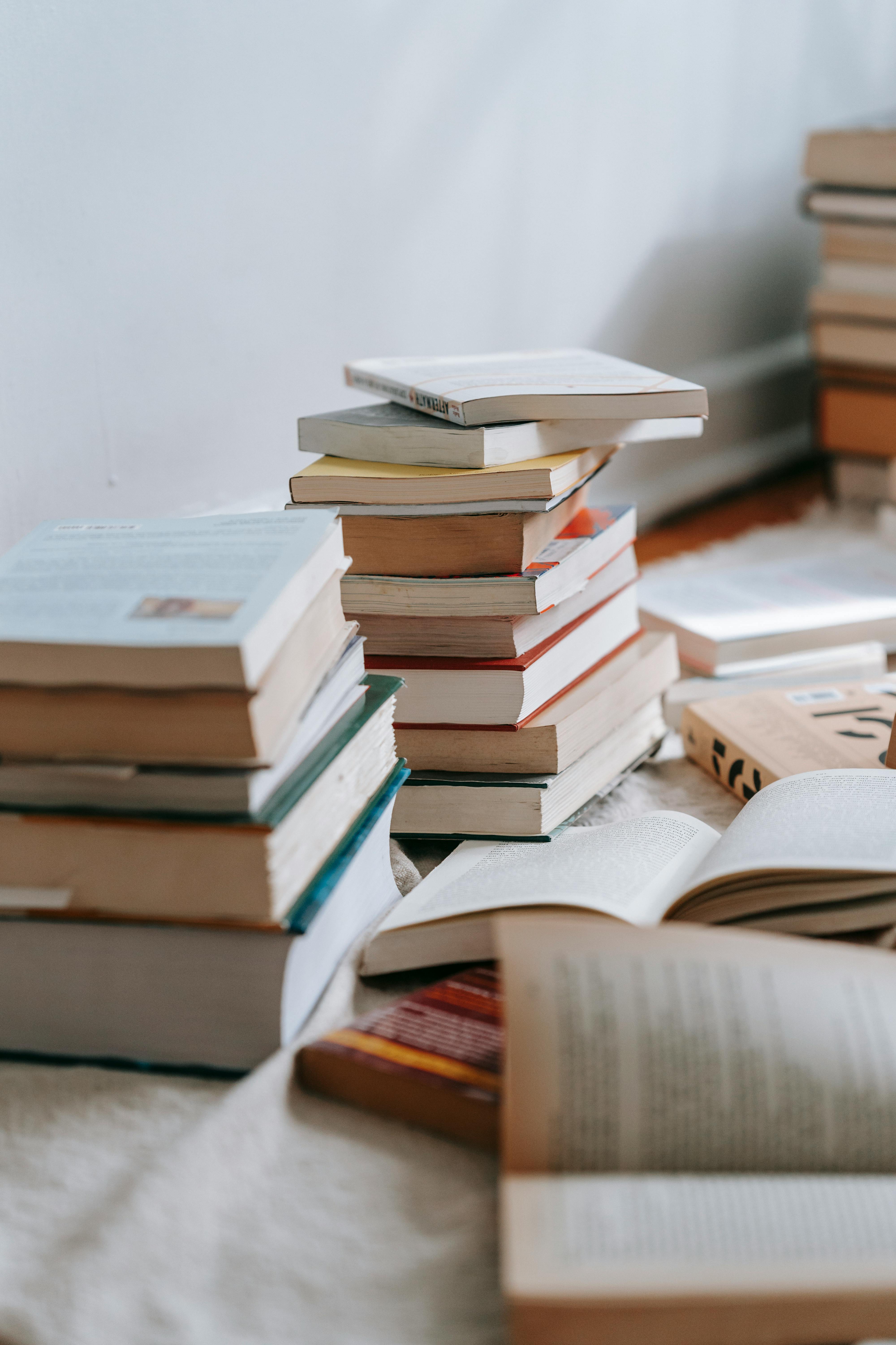 Piles of books.