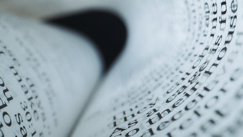 A Black and White Book Pages in Close-up Shot