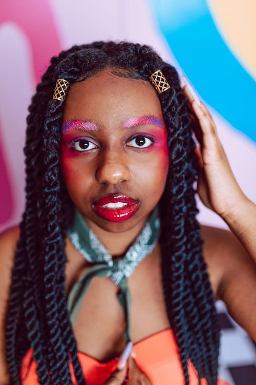 Woman with Colorful Eyebrows