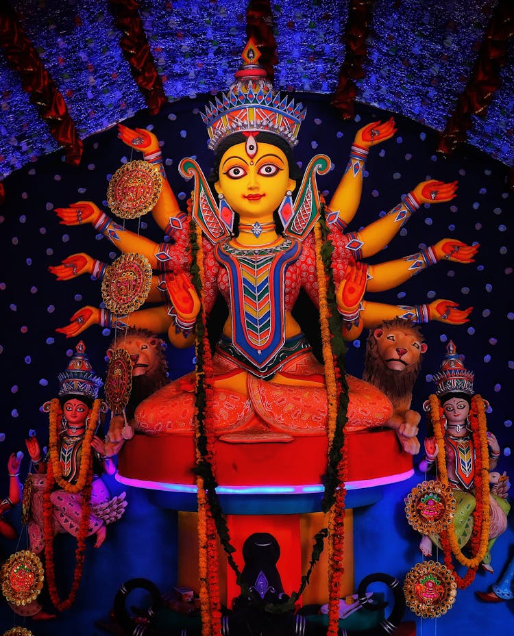 Colorful Idol Of Hindu Goddess Durga