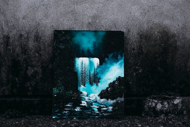 Painting Of Cascade Near Building